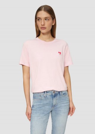 s.Oliver T-Shirt im Relaxed Fit mit Herz-Stickerei - zartrosa