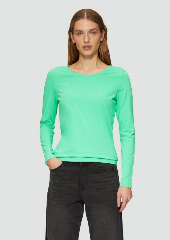 s.Oliver Longsleeve im Slim Fit aus Baumwollstretch - limettengrün