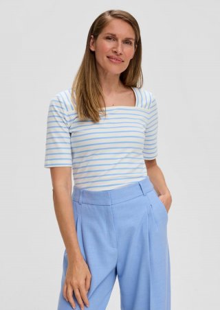s.Oliver T-Shirt mit Karree-Ausschnitt - ecru