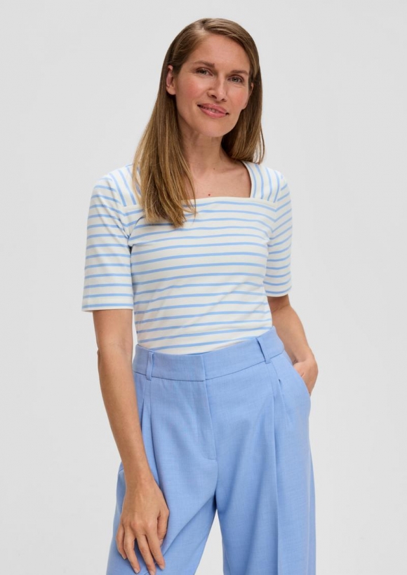 s.Oliver T-Shirt mit Karree-Ausschnitt - ecru