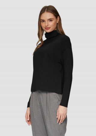 s.Oliver Gestreiftes Langarmshirt im Relaxed Fit - schwarz