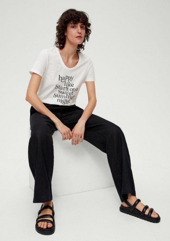 s.Oliver T-Shirt mit Statement-Print - ecru
