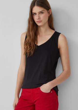 s.Oliver Jersey-Top mit Cut-out und Schleife - schwarz