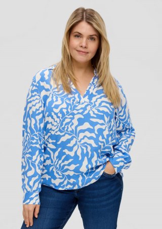 s.Oliver Viskosebluse mit All-over-Print - azurblau