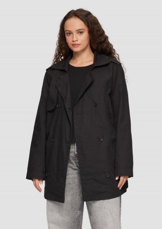 s.Oliver Kurzer Trenchcoat aus Baumwolle mit Gürtel - schwarz