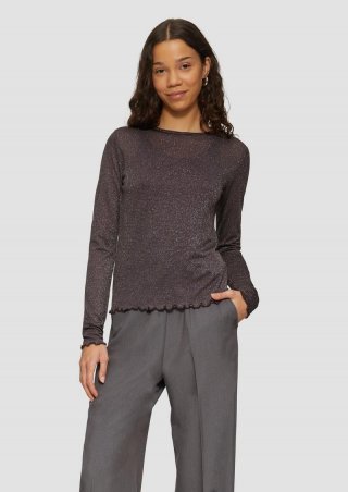 s.Oliver Jersey-Shirt mit Glitzergarn - aubergine