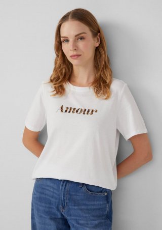 s.Oliver T-Shirt mit Frontprint - weiß