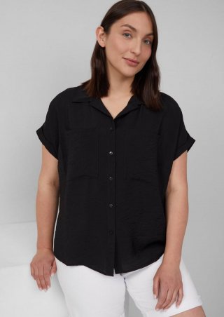 s.Oliver Bluse aus strukturiertem Viskosemix mit aufgesetzter Tasche - schwarz