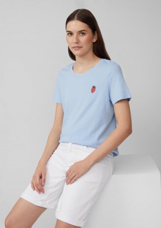 s.Oliver Jersey-T-Shirt mit Stickerei - hellblau