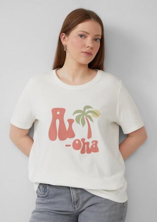 s.Oliver Baumwollshirt mit Frontprint - ecru