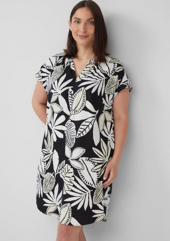 s.Oliver Blusenkleid aus Leinenmix mit Eingrifftaschen - schwarz