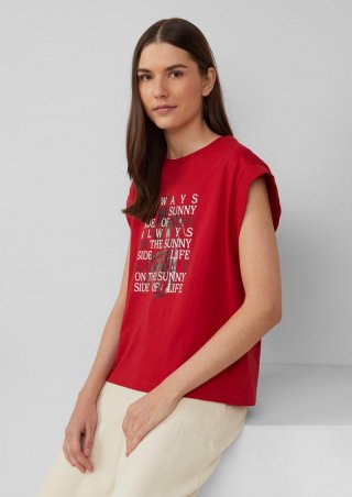 s.Oliver T-Shirt im Relaxed Fit mit Folienprint - mohnrot