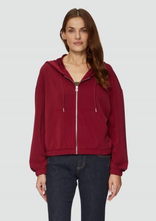 s.Oliver Sweatshirt-Jacke aus Scuba im Relaxed Fit - rubinrot
