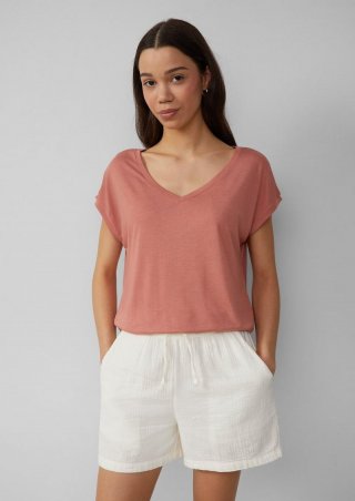 s.Oliver Locker geschnittenes T-Shirt aus Lyocellmix - papaya