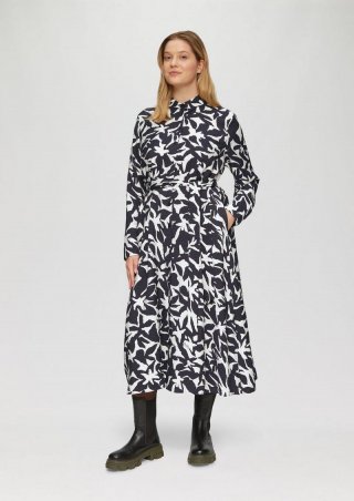 s.Oliver Midi-Kleid aus Viskose mit Eingrifftaschen - navy