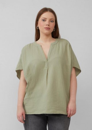 s.Oliver Doubleface-Bluse mit Raffung - helles olivgrün