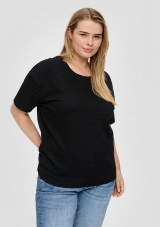 s.Oliver T-Shirt mit Musterstruktur - schwarz