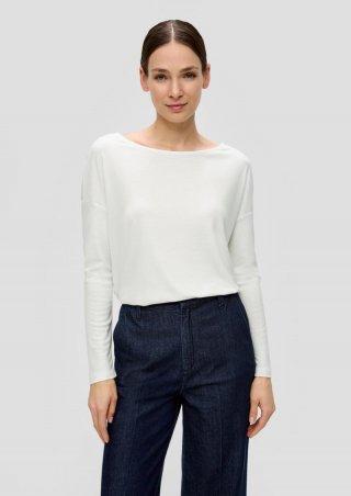 s.Oliver Langarmshirt mit überschnittenen Schultern - creme