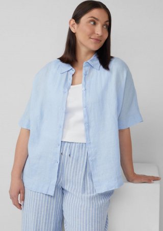 s.Oliver Lässige Hemdbluse aus Leinen - hellblau