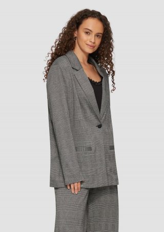 s.Oliver Gemusterter Blazer aus Interlock-Jersey - schwarz