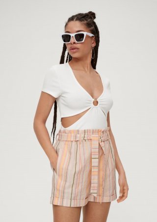 s.Oliver Regular: Shorts aus Twill - helles beige