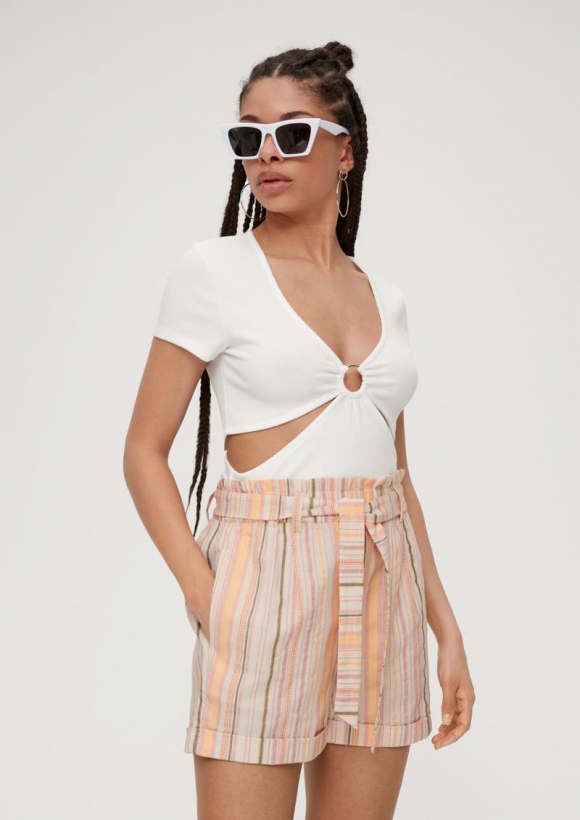 s.Oliver Regular: Shorts aus Twill - helles beige