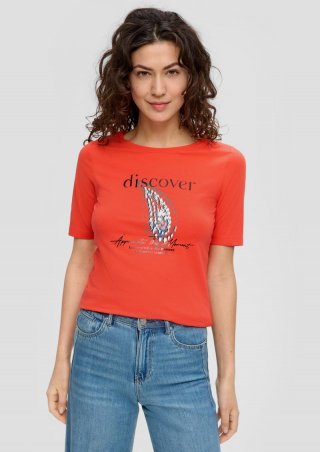 s.Oliver T-Shirt aus Baumwollstretch - hellorange