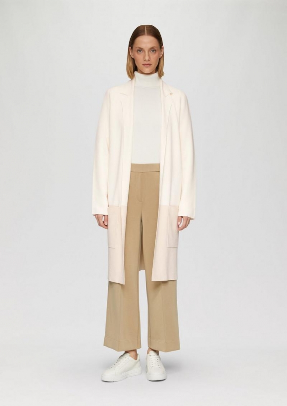 s.Oliver Feinstrick-Cardigan mit Reverskragen und Colour-Blocking - natur
