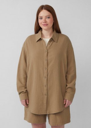 s.Oliver Hemdbluse aus Musselin im Oversize-Schnitt - olivgrün
