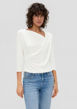 s.Oliver Viskosestretch-Shirt mit Drapierung - creme