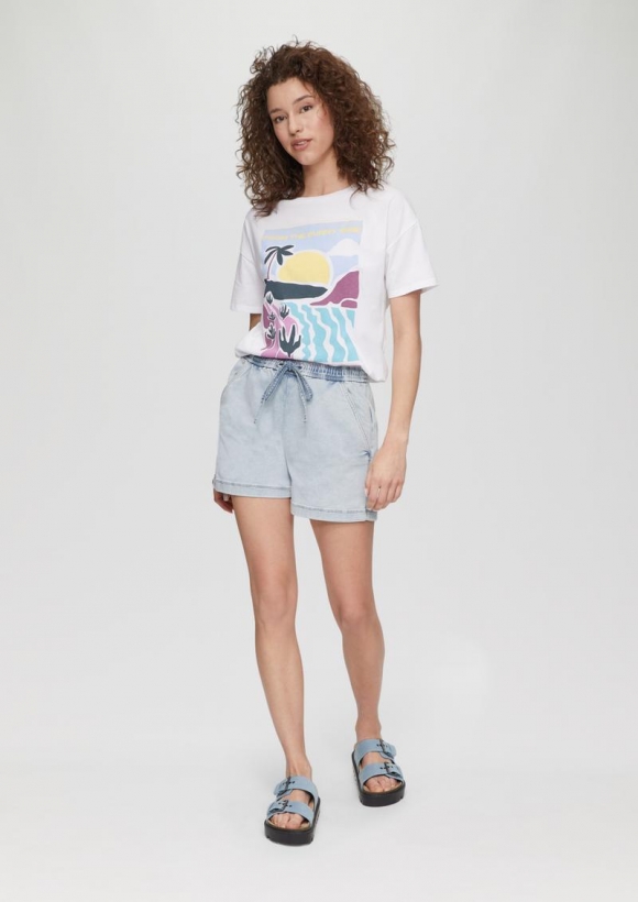 s.Oliver Jeans-Short / Mid Rise / Elastikbund - blau