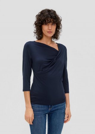 s.Oliver Viskosestretch-Shirt mit Drapierung - navy