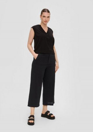 s.Oliver Regular: Culotte aus Leinenmix - schwarz
