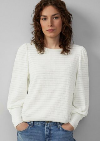 s.Oliver Strukturiertes Langarmshirt mit Puffärmeln - creme
