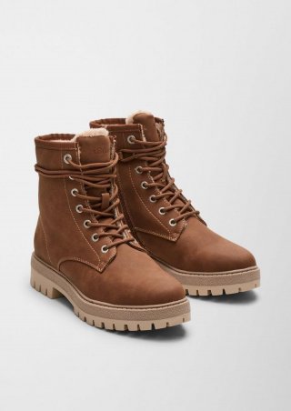 s.Oliver Gefütterte Boots aus Lederimitat - dunkelbraun