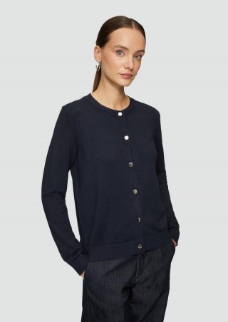 s.Oliver Strickjacke aus Viskosemix mit dekorativen Knöpfen - navy