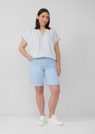 s.Oliver Bermuda Jeans / Straight Fit / Mid Rise / Straight Leg - blau