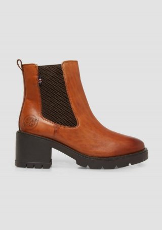 s.Oliver Chelsea-Boots aus Leder - cognac
