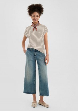 s.Oliver Locker geschnittenes T-Shirt aus Modalmix - beige