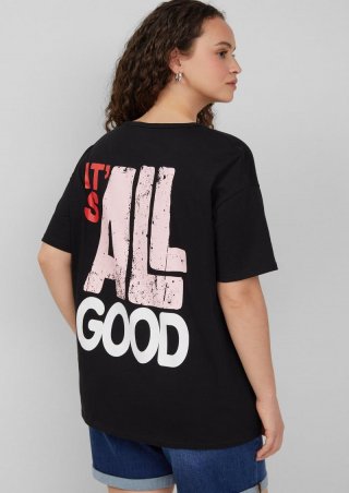 s.Oliver Boyfriend-Shirt mit Front- und Backprint - schwarz