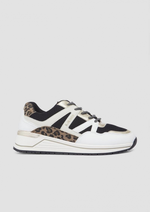 s.Oliver Sportiver Sneaker mit Leo-Detail - weiß