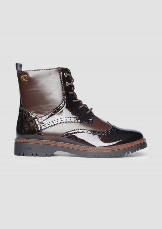 s.Oliver Stiefel mit Schnürung und Reißverschluss - braun