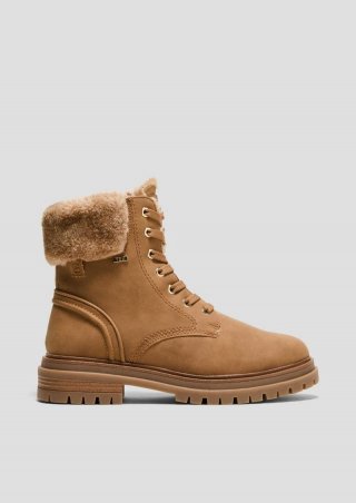 s.Oliver Tex-Stiefel mit Kunstfell-Applikation - karamell