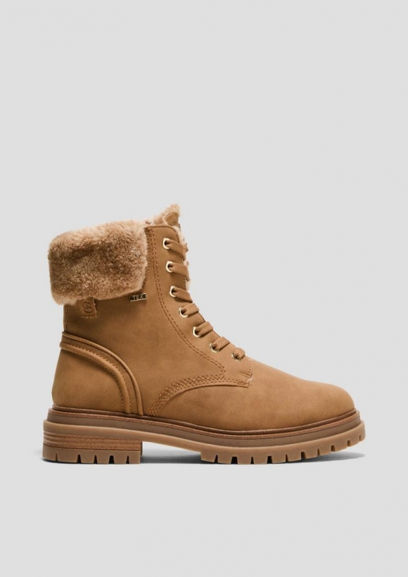 s.Oliver Tex-Stiefel mit Kunstfell-Applikation - karamell