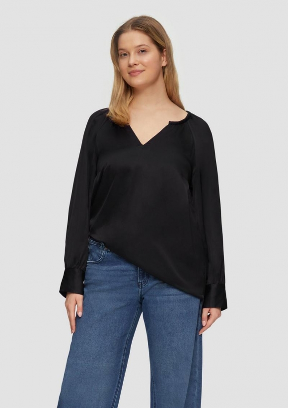 s.Oliver Satinbluse im Relaxed Fit - schwarz
