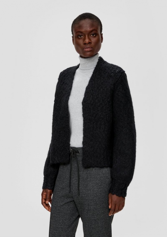s.Oliver Cardigan aus Wollmix - schwarz