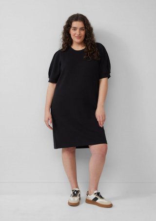 s.Oliver Kurzes Scuba-Kleid mit Puffärmeln - schwarz