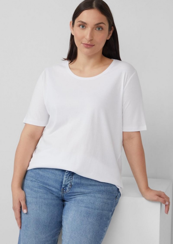 s.Oliver T-Shirt aus Interlockjersey - weiß