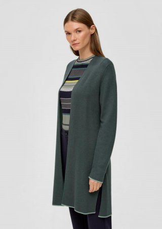s.Oliver Long-Cardigan in Doubleface-Qualität - olivgrün