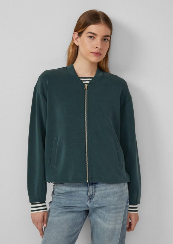 s.Oliver Oversized Scuba-Jacke mit verstellbarem Saum - tannengrün